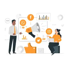 Mobile marketing solutions mobile digital marketing and social media strategy illustration